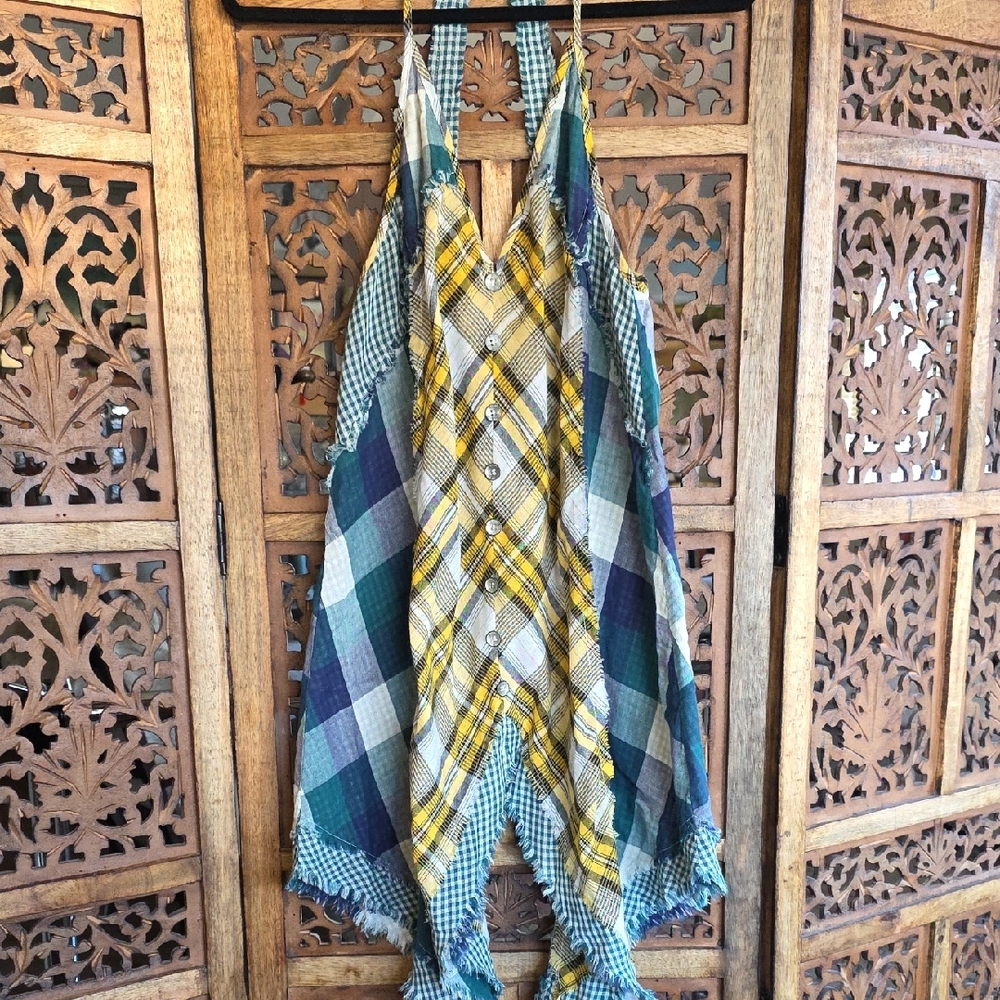 POL Yellow and Green Plaid Shirt